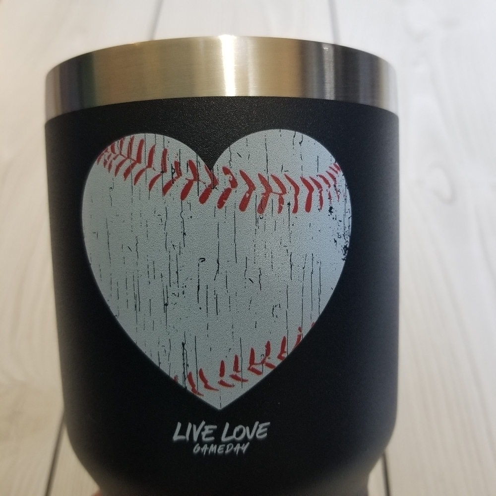 Live Love GameDay Jet black 32 oz baseball heart tumbler NWT - Picture 6 of 10